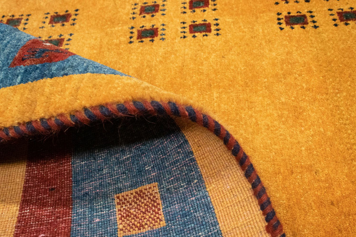 Biegacz Dywan Gabbeh - Loribaft Perski - 194 x 103 cm - złoto