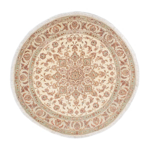 Dywan perski - Tabriz - Królewski okrągły  - 146 x 146 cm - beżowy