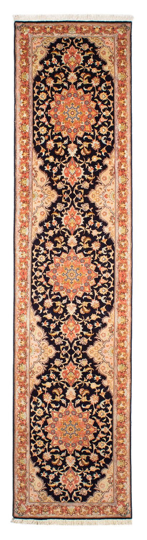 Biegacz Dywan perski - Tabriz - Królewski - 295 x 68 cm - ciemnoniebieski