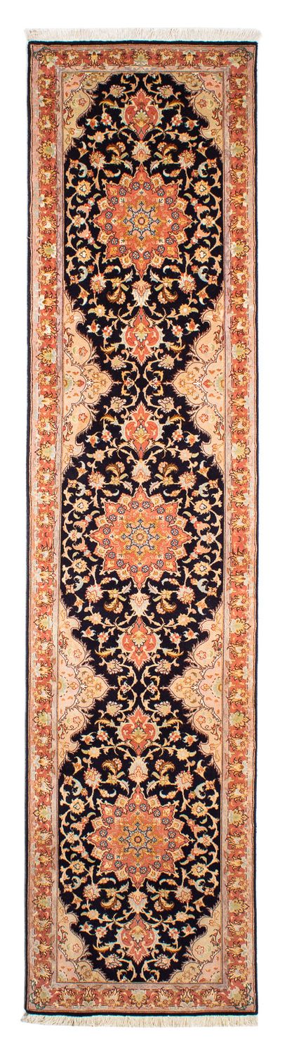 Biegacz Dywan perski - Tabriz - Królewski - 295 x 68 cm - ciemnoniebieski