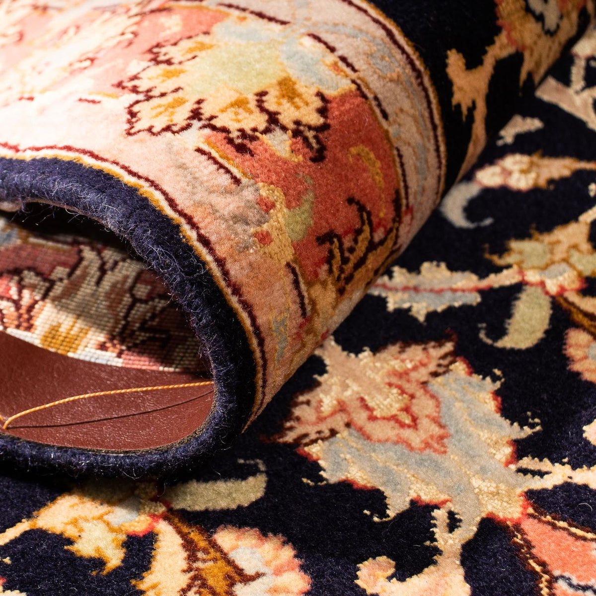 Biegacz Dywan perski - Tabriz - Królewski - 295 x 68 cm - ciemnoniebieski