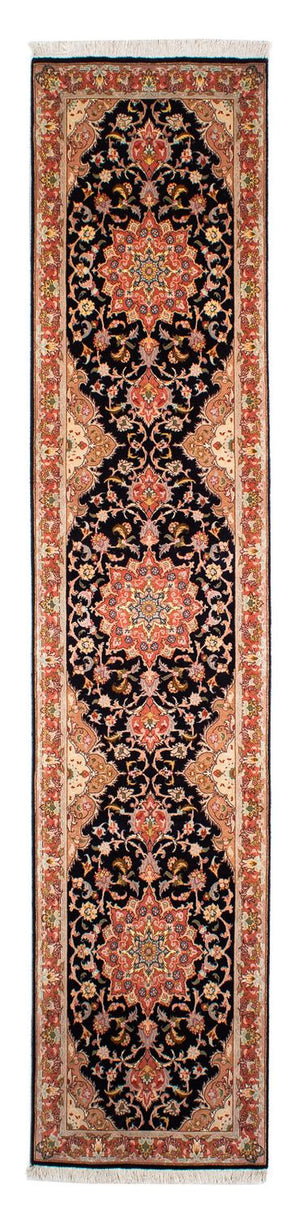 Biegacz Dywan perski - Tabriz - Królewski - 303 x 68 cm - ciemnoniebieski