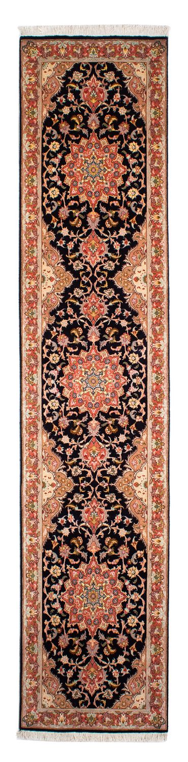 Biegacz Dywan perski - Tabriz - Królewski - 303 x 68 cm - ciemnoniebieski