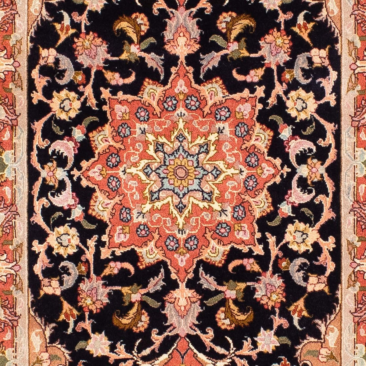 Biegacz Dywan perski - Tabriz - Królewski - 303 x 68 cm - ciemnoniebieski