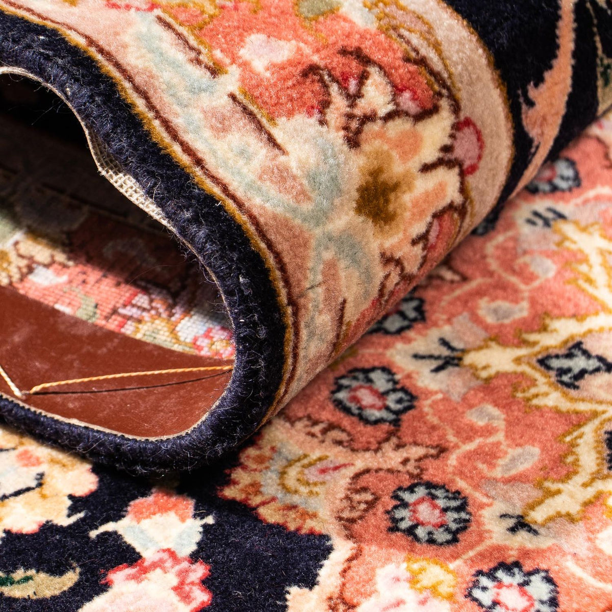 Biegacz Dywan perski - Tabriz - Królewski - 303 x 68 cm - ciemnoniebieski