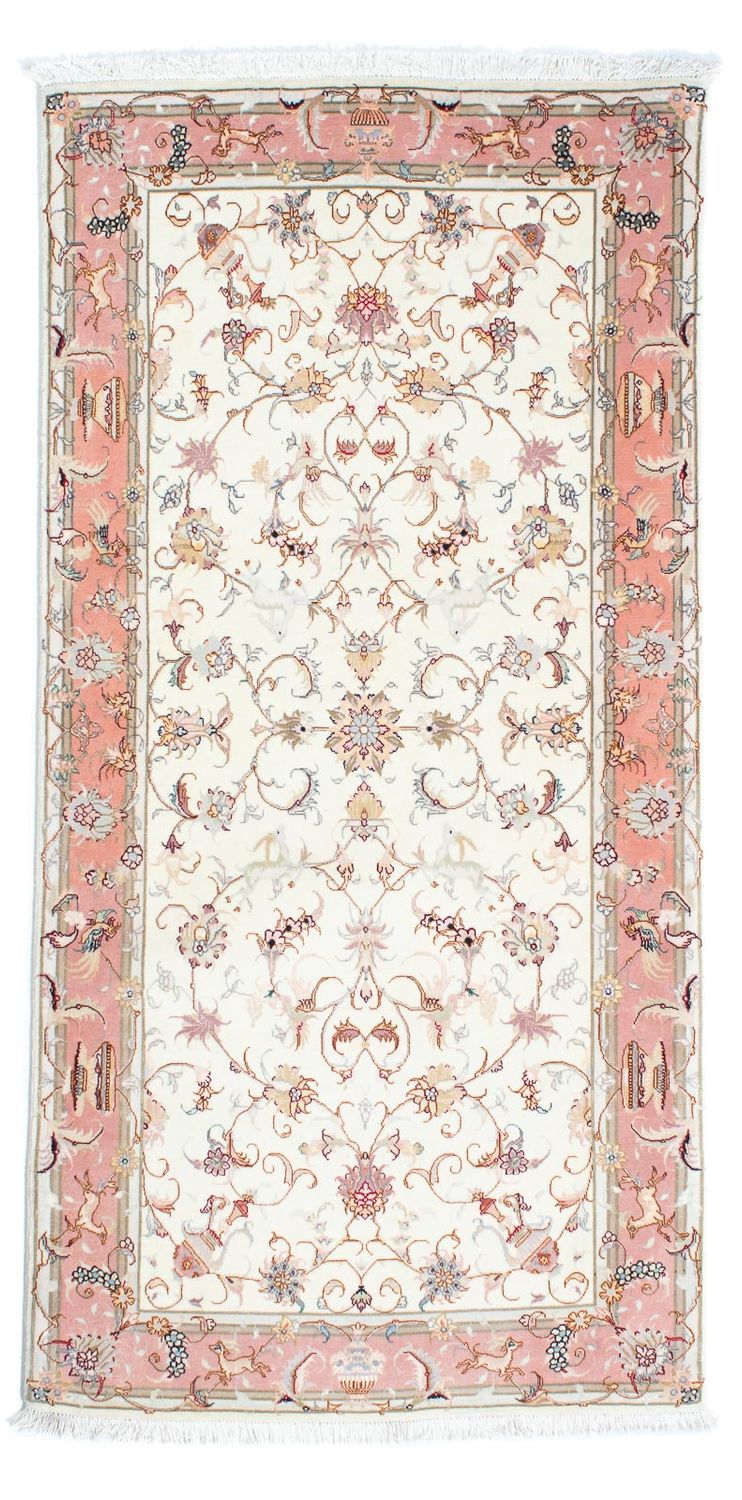 Biegacz Dywan perski - Tabriz - Królewski - 202 x 100 cm - beżowy