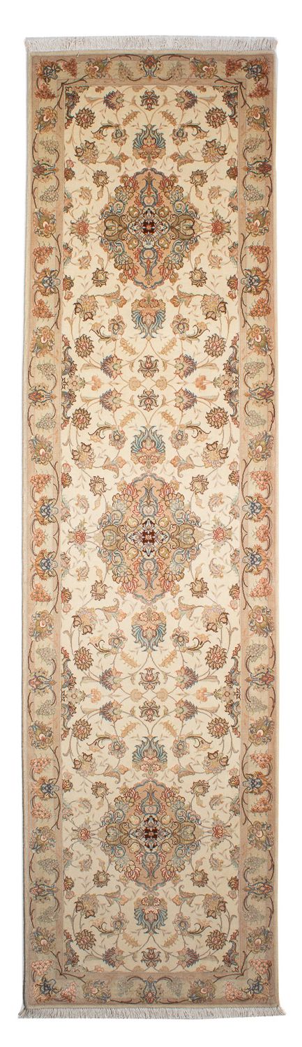 Biegacz Dywan perski - Tabriz - Królewski - 330 x 86 cm - beżowy