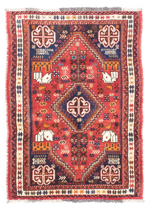 Perski dywan - Nomadyczny - 140 x 97 cm - czerwony