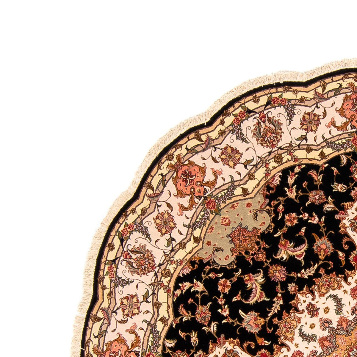 Dywan perski - Tabriz - Królewski okrągły  - 208 x 208 cm - ciemnoniebieski