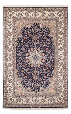 Dywan perski - Isfahan - Premium - 243 x 156 cm - ciemnoniebieski
