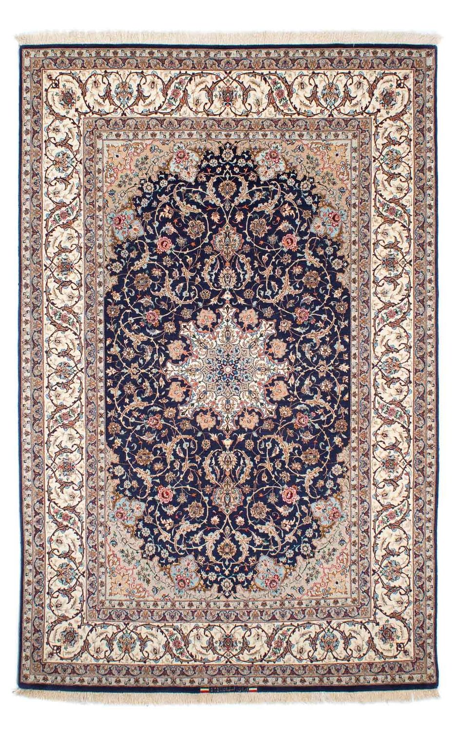 Dywan perski - Isfahan - Premium - 243 x 156 cm - ciemnoniebieski