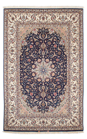 Dywan perski - Isfahan - Premium - 243 x 156 cm - ciemnoniebieski