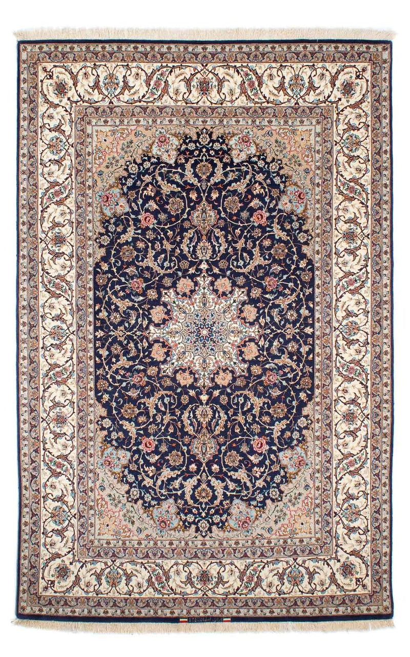 Dywan perski - Isfahan - Premium - 243 x 156 cm - ciemnoniebieski