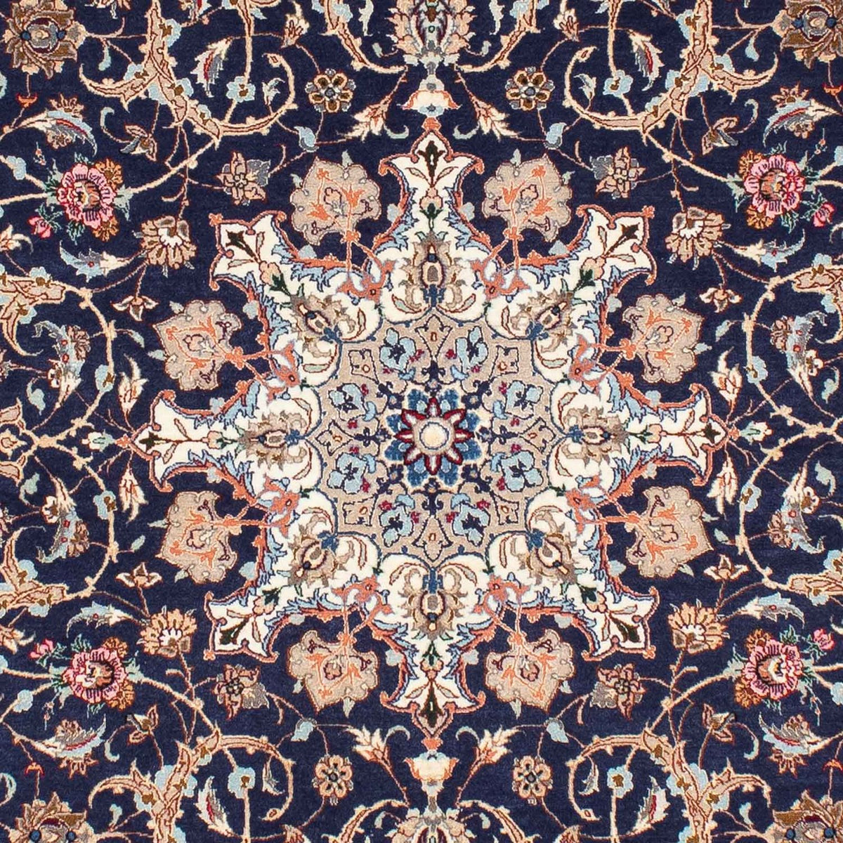 Dywan perski - Isfahan - Premium - 243 x 156 cm - ciemnoniebieski