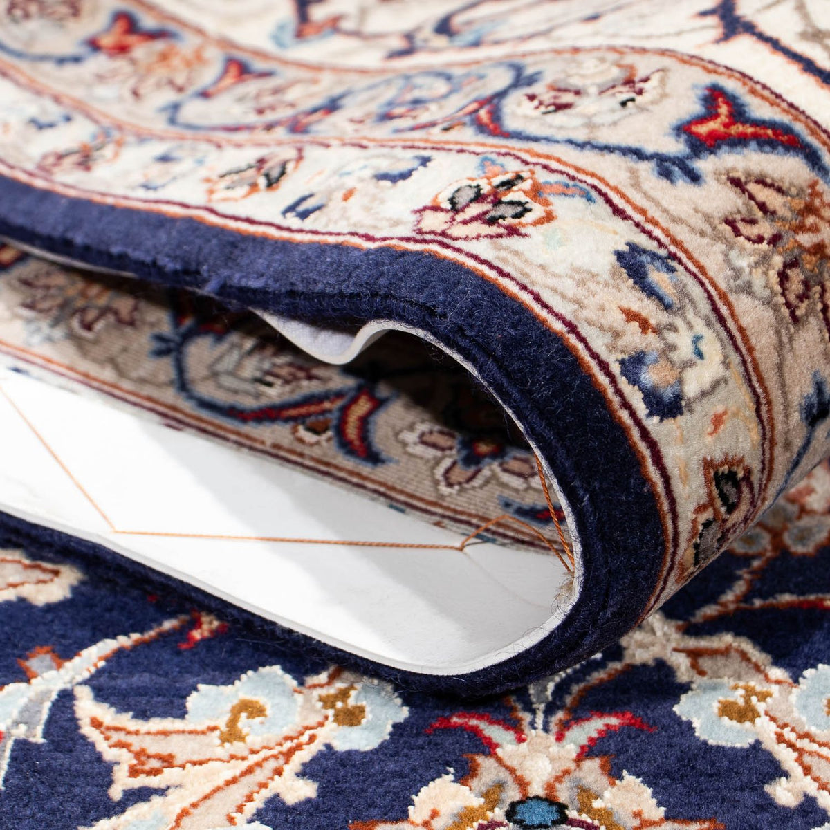 Dywan perski - Isfahan - Premium - 243 x 156 cm - ciemnoniebieski