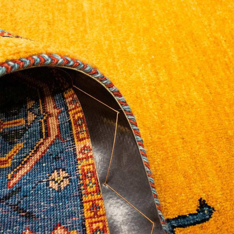 Dywan Gabbeh - Loribaft Perski - 143 x 109 cm - złoto