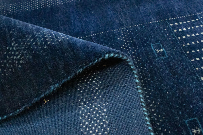 Biegacz Dywan Gabbeh - Loribaft Perski - 242 x 80 cm - ciemnoniebieski