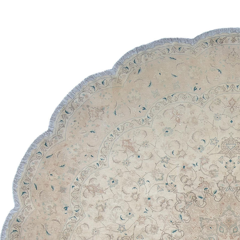 Dywan perski - Tabriz - Królewski okrągły  - 285 x 285 cm - beżowy