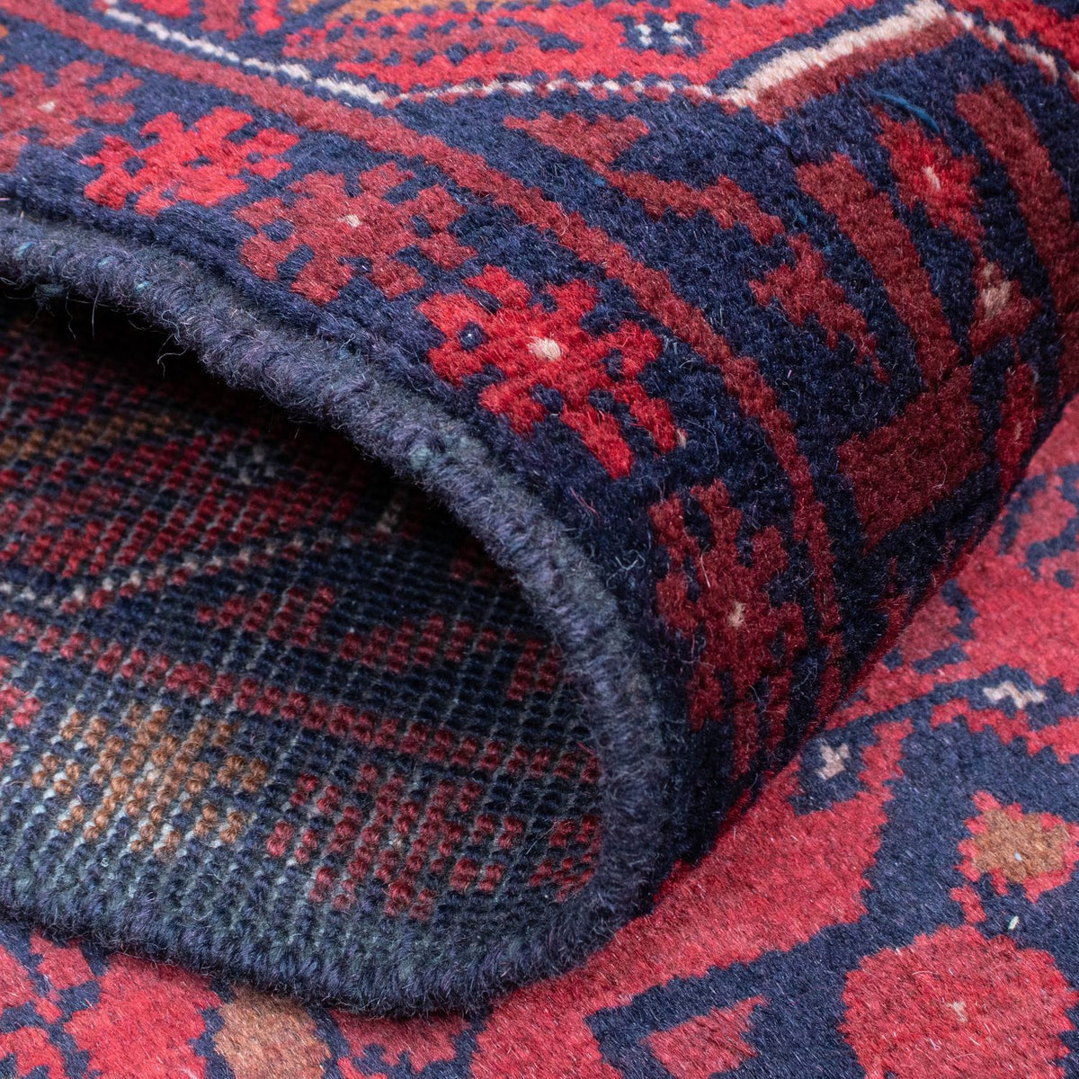 Biegacz Afgański dywan - Kunduz - 287 x 84 cm - ciemna czerwień