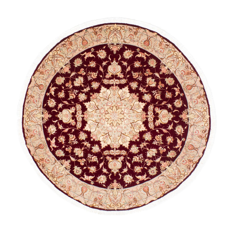 Dywan perski - Tabriz - Królewski okrągły  - 150 x 150 cm - ciemna czerwień