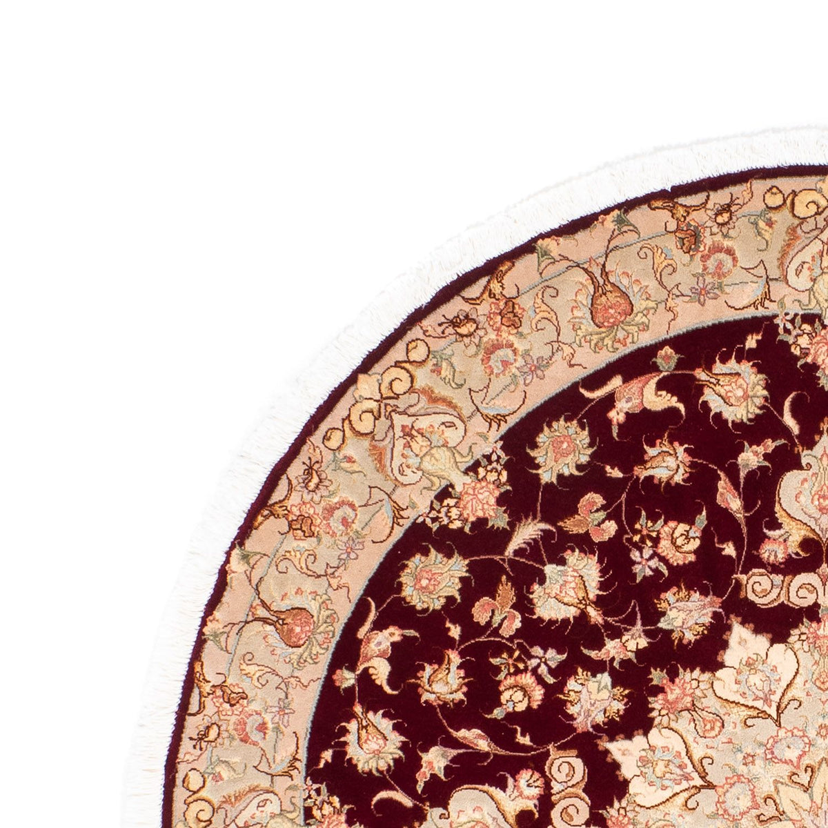 Dywan perski - Tabriz - Królewski okrągły  - 150 x 150 cm - ciemna czerwień