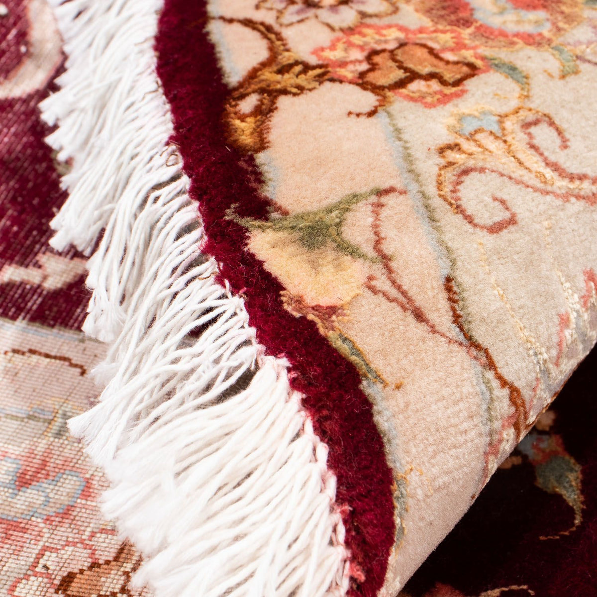 Dywan perski - Tabriz - Królewski okrągły  - 150 x 150 cm - ciemna czerwień