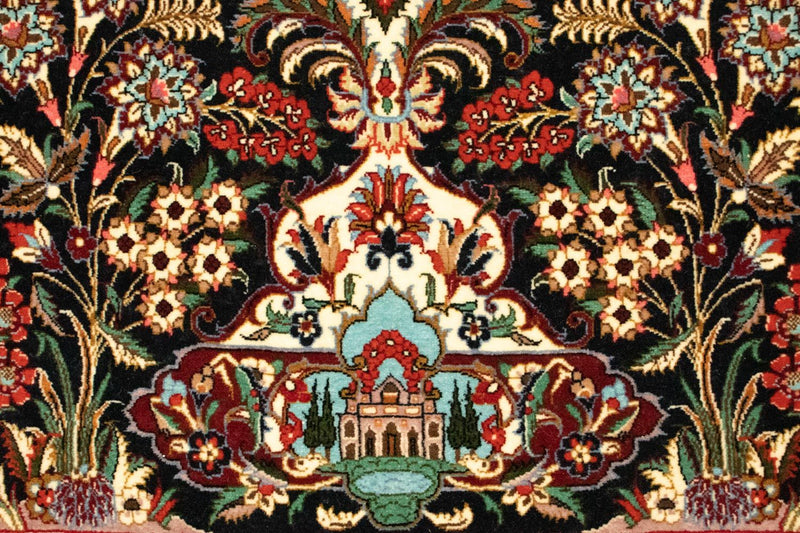 Dywan perski - Ghom - 163 x 107 cm - ciemnoniebieski