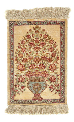 Jedwabny dywan - Ghom Silk - Premium - 42 x 31 cm - beżowy