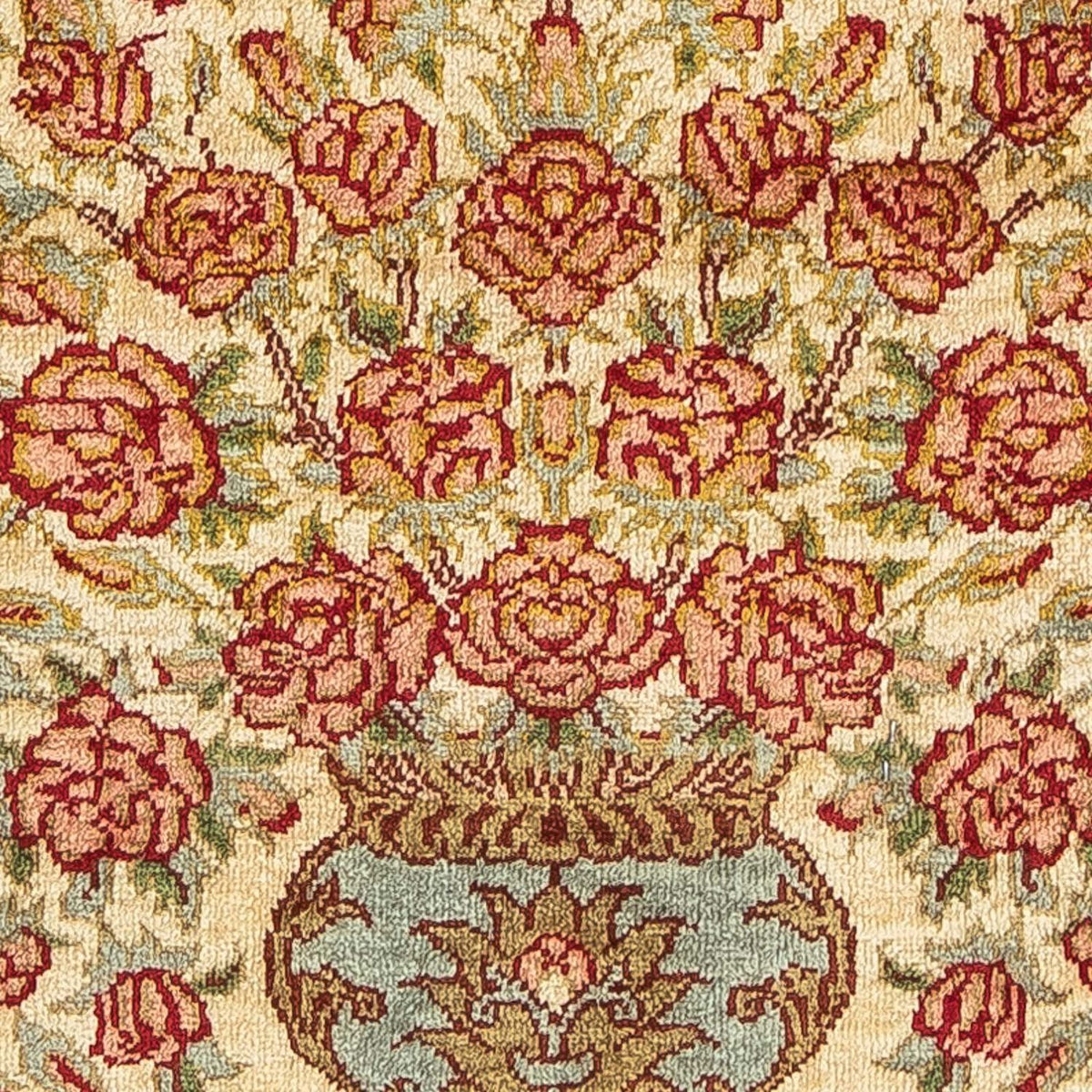 Jedwabny dywan - Ghom Silk - Premium - 42 x 31 cm - beżowy