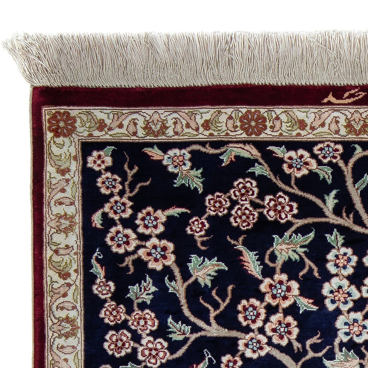 Dywan perski - Ghom - 87 x 59 cm - ciemnoniebieski