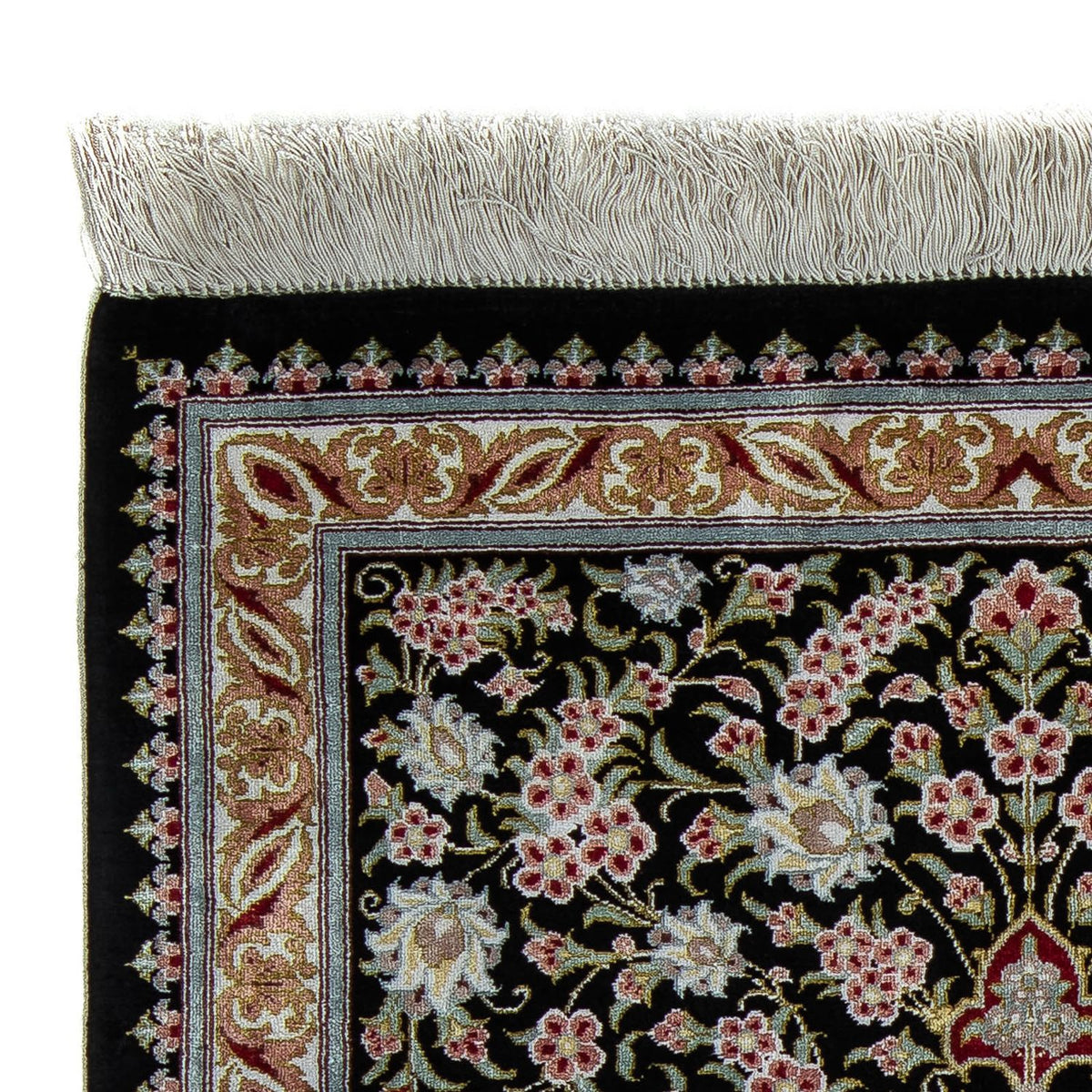 Dywan perski - Ghom - 89 x 57 cm - ciemnoniebieski