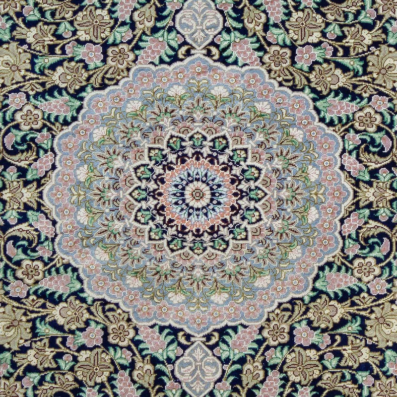 Dywan perski - Ghom - 88 x 63 cm - ciemnoniebieski