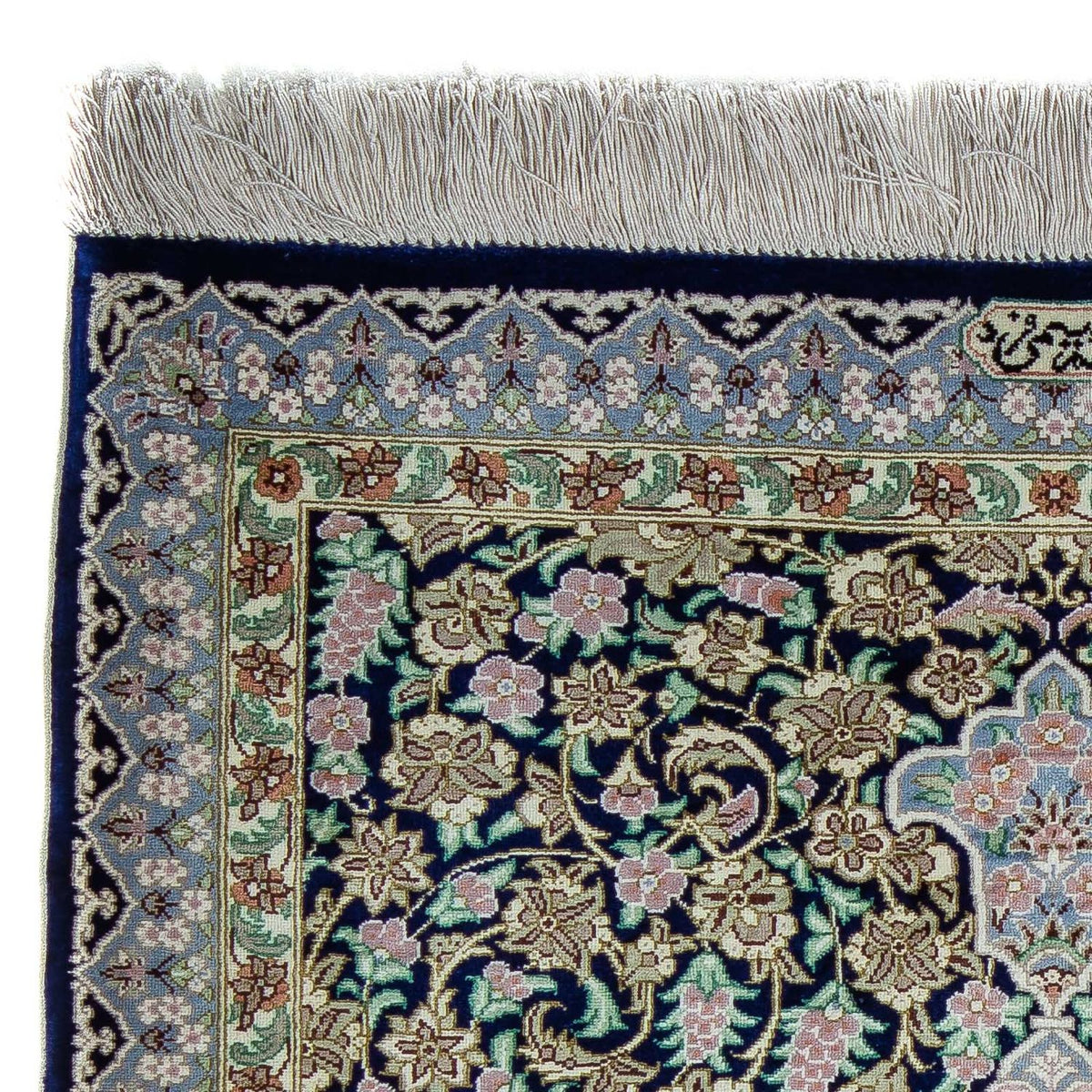 Dywan perski - Ghom - 88 x 63 cm - ciemnoniebieski