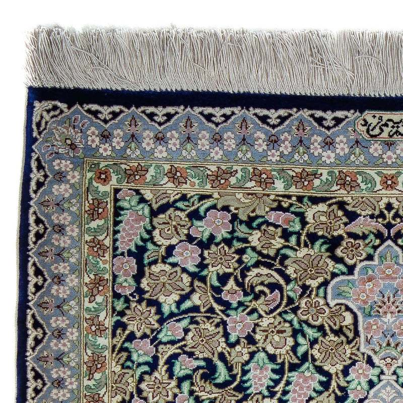 Dywan perski - Ghom - 88 x 63 cm - ciemnoniebieski