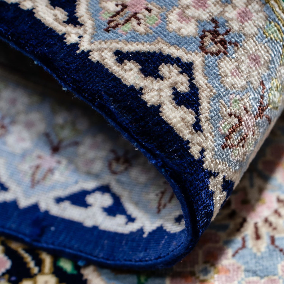 Dywan perski - Ghom - 88 x 63 cm - ciemnoniebieski