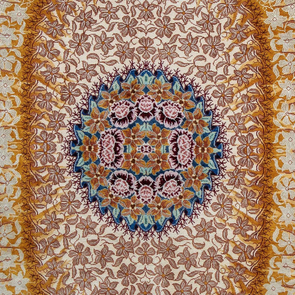 Jedwabny dywan - Ghom Silk - Premium - 93 x 60 cm - ciemnoniebieski