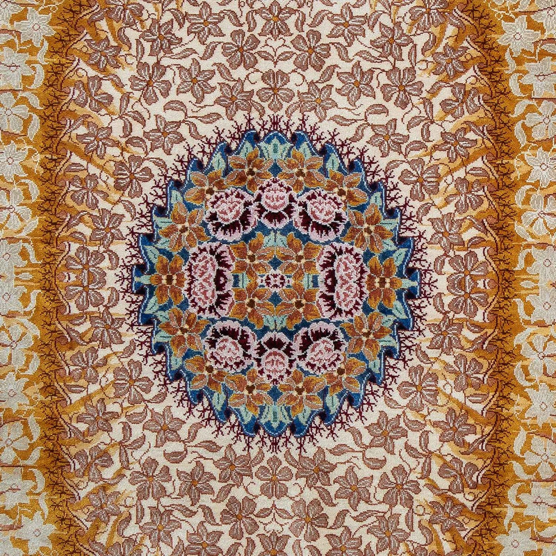 Jedwabny dywan - Ghom Silk - Premium - 93 x 60 cm - ciemnoniebieski