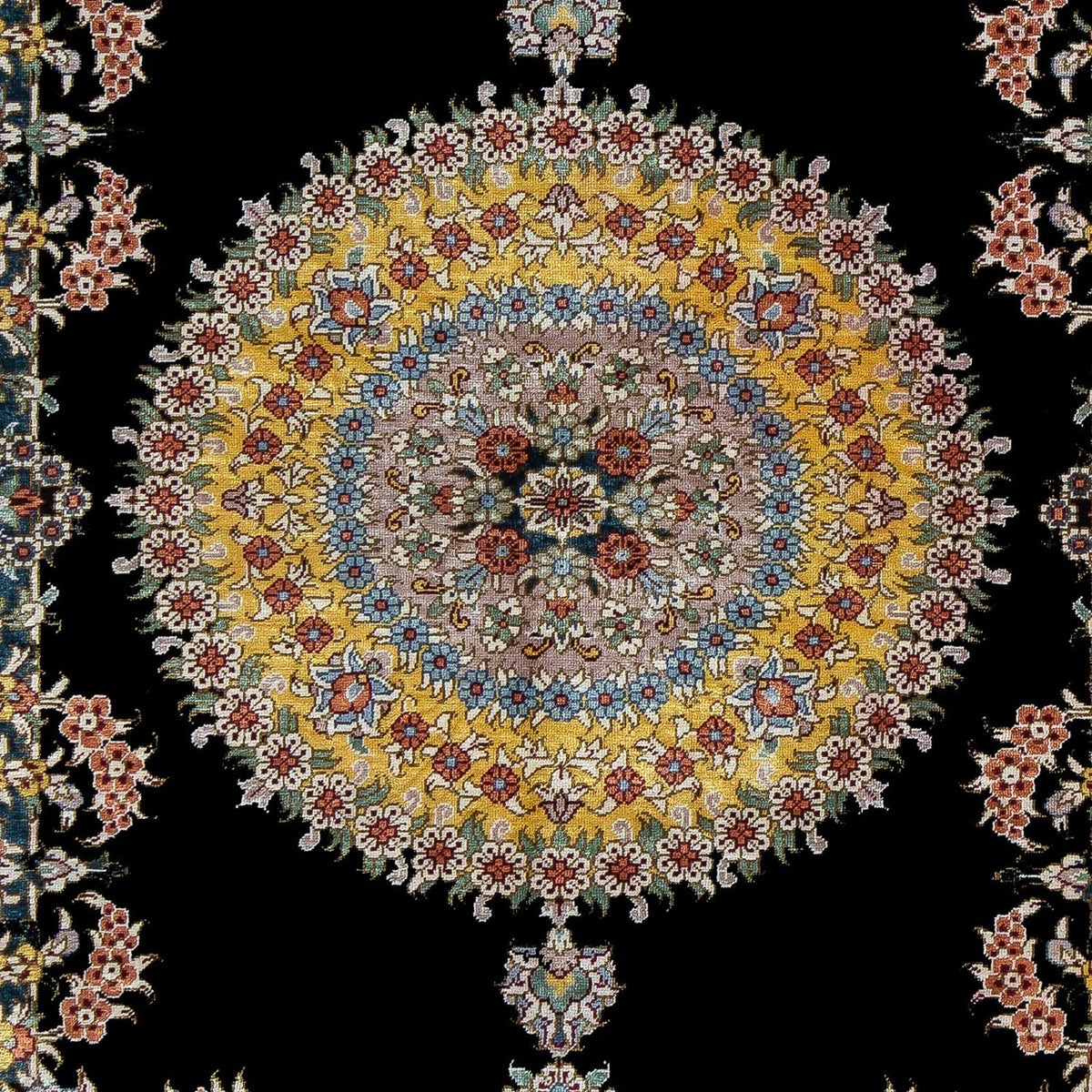 Dywan perski - Ghom - 89 x 59 cm - ciemnoniebieski