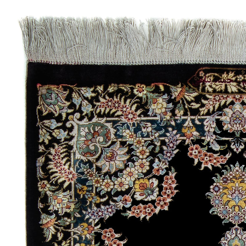 Dywan perski - Ghom - 89 x 59 cm - ciemnoniebieski