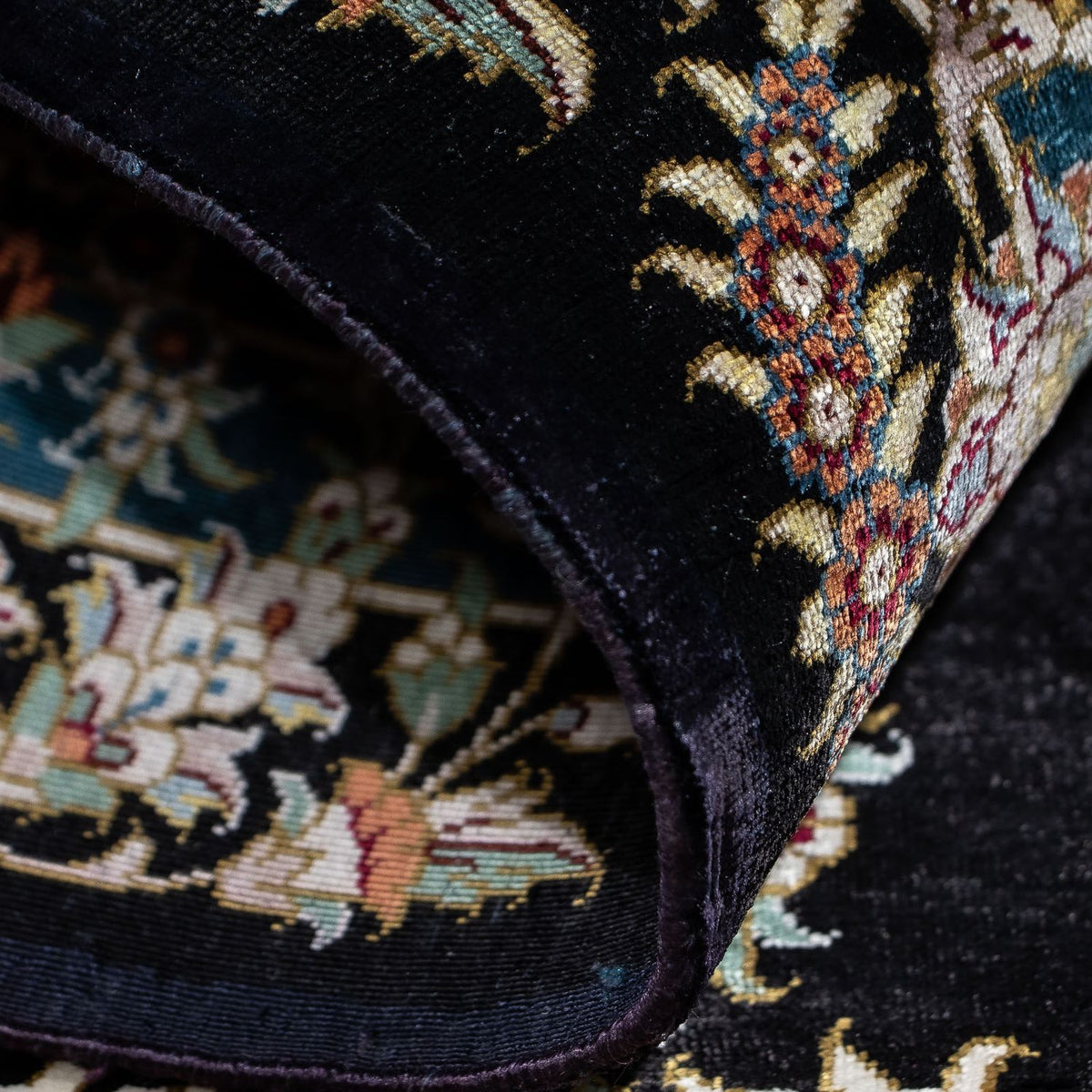 Dywan perski - Ghom - 89 x 59 cm - ciemnoniebieski