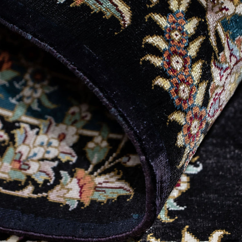 Dywan perski - Ghom - 89 x 59 cm - ciemnoniebieski