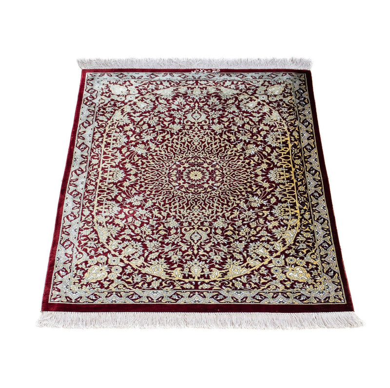 Dywan perski - Ghom - 78 x 54 cm - ciemna czerwień