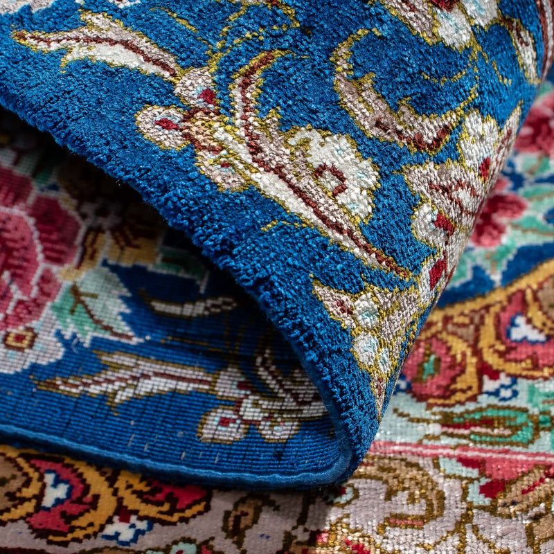 Dywan perski - Ghom - 80 x 55 cm - ciemnoniebieski