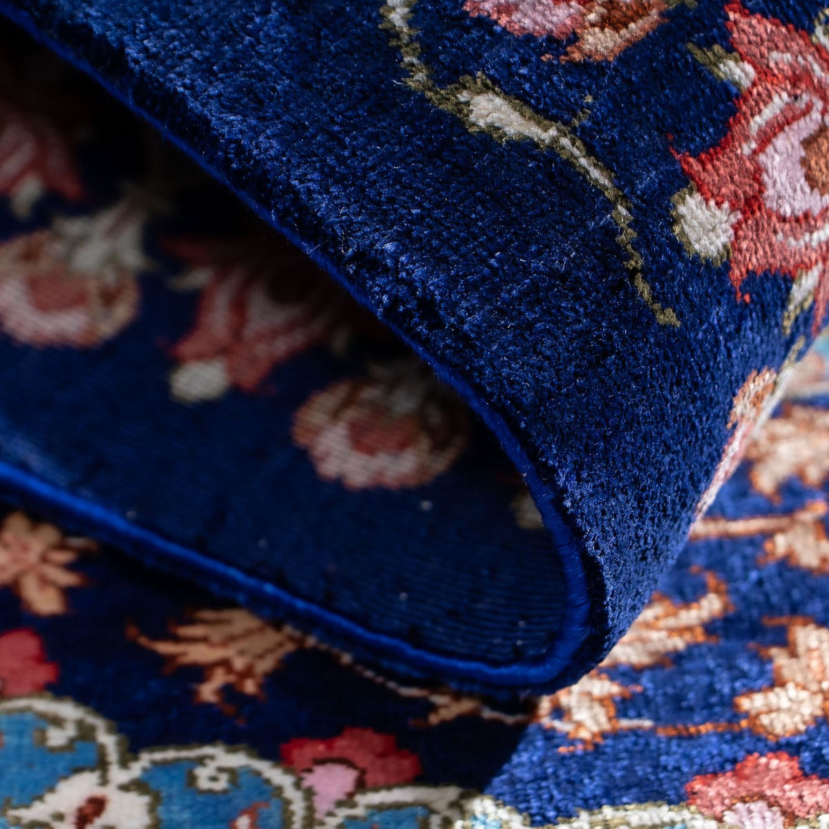 Dywan perski - Ghom - 80 x 55 cm - ciemnoniebieski