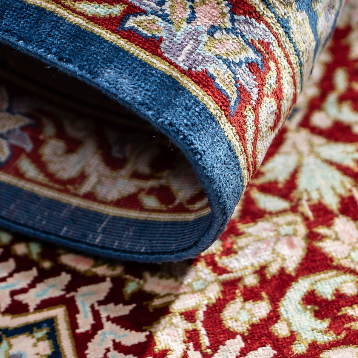 Dywan perski - Ghom - 83 x 53 cm - ciemnoniebieski