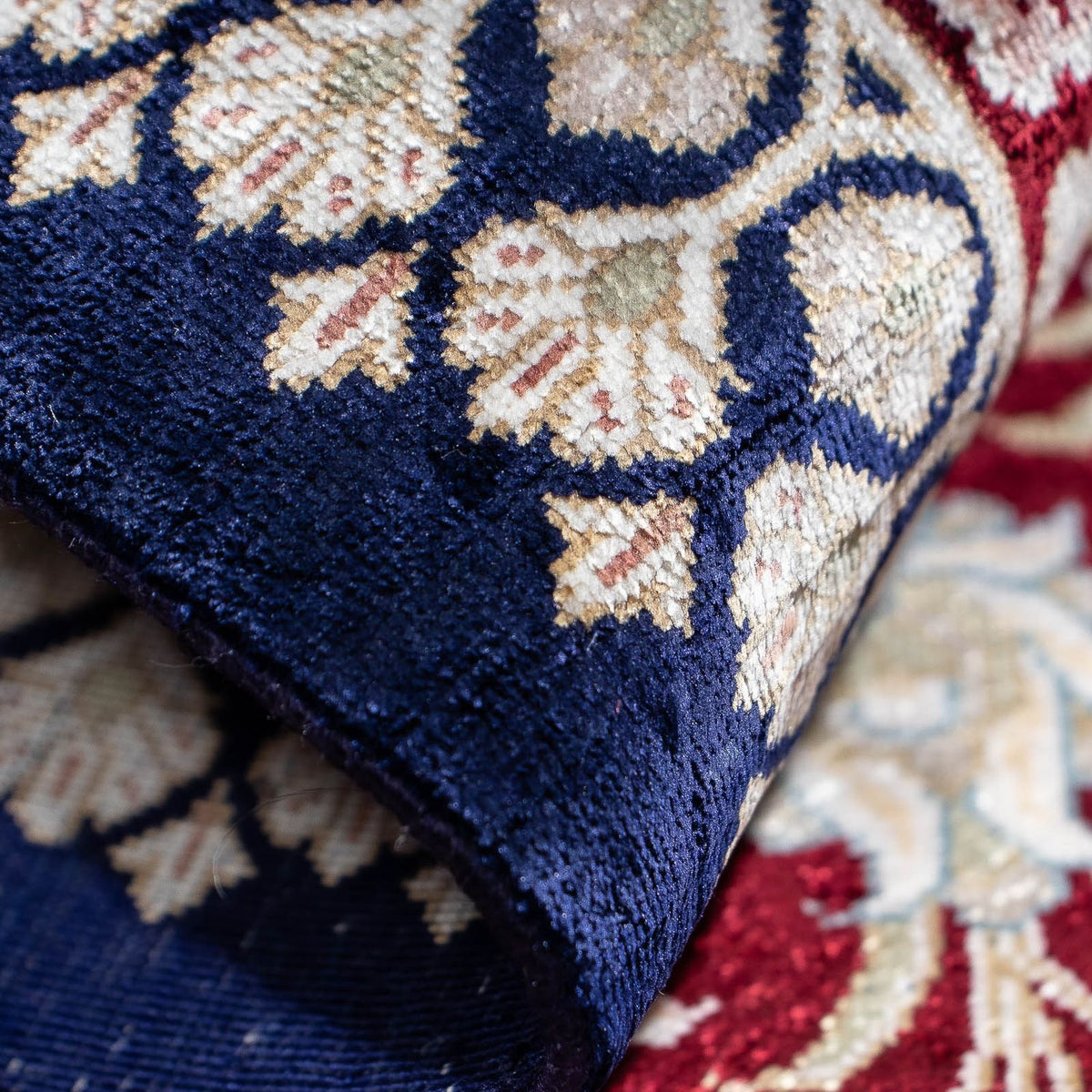 Dywan perski - Ghom - 85 x 58 cm - ciemnoniebieski