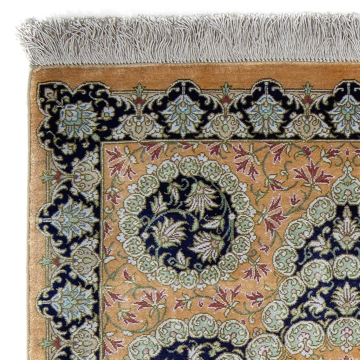 Dywan perski - Ghom - 93 x 59 cm - żółty musztardowy