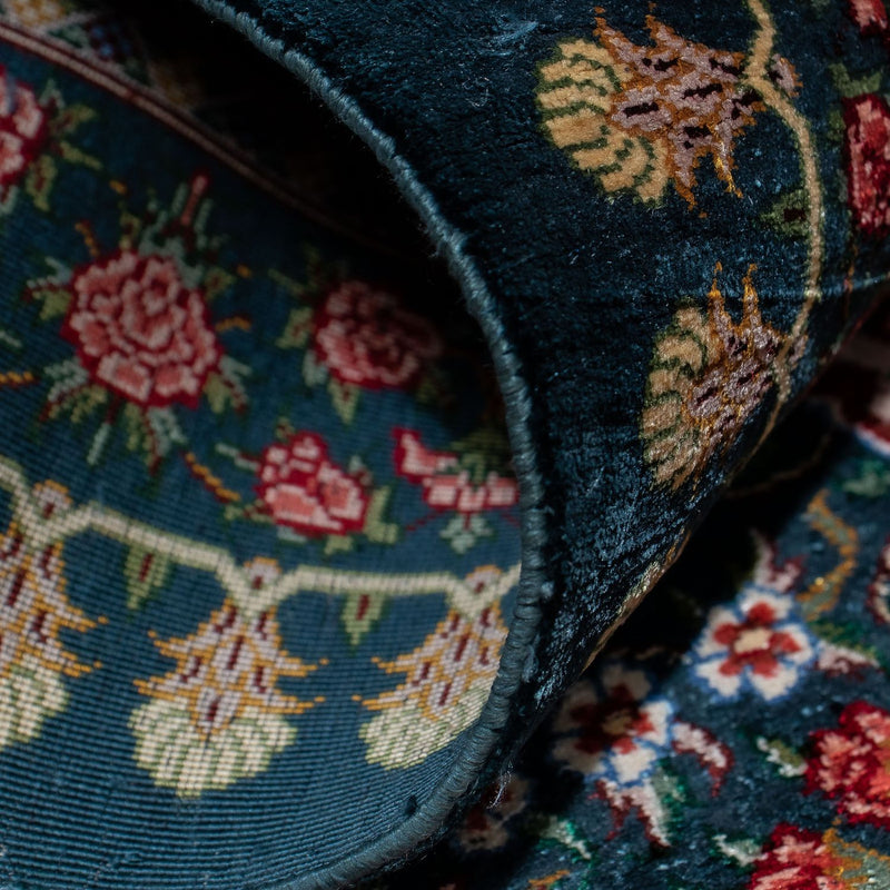 Dywan perski - Ghom - 93 x 60 cm - ciemnoniebieski