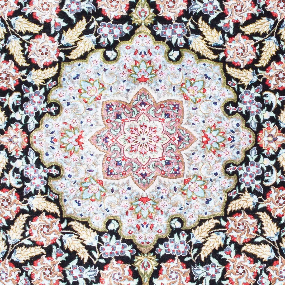 Dywan perski - Ghom - 124 x 79 cm - ciemnoniebieski