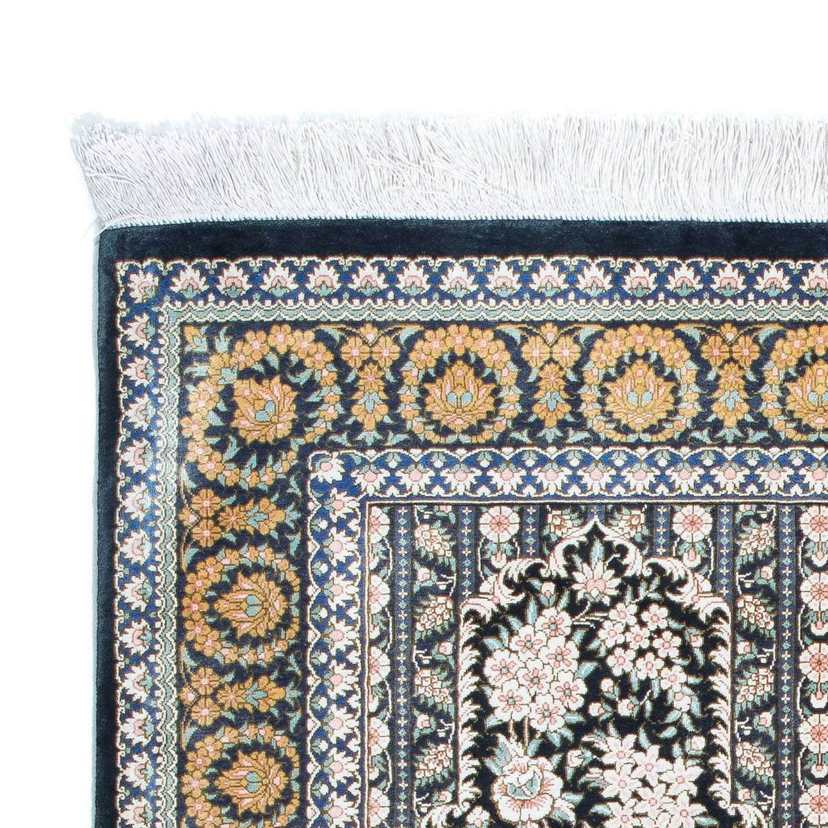 Dywan perski - Ghom - 118 x 80 cm - ciemnoniebieski